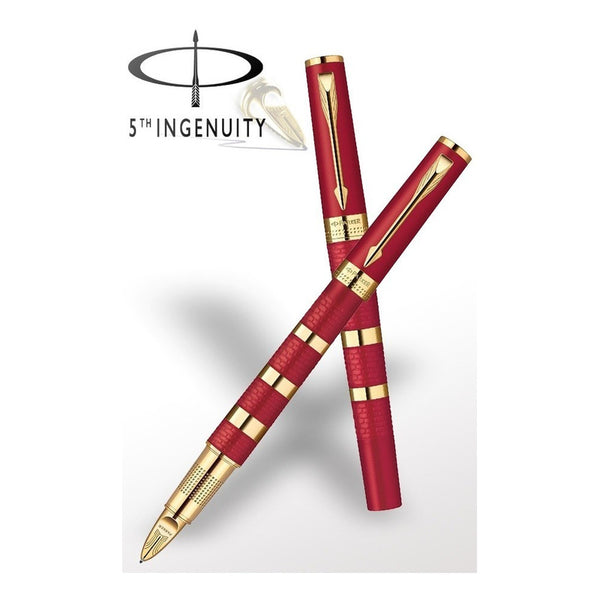 Lapicera Parker 5th Ingenuity Large Red Rubber Rosegold Trim