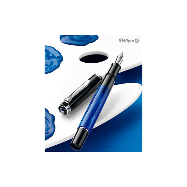 Pluma Estilográfica Pelikan M205 Azul Jaspeado Pena F Blau