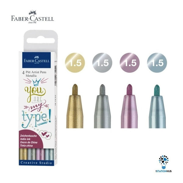 Faber-castell Pitt Artist Pen Metallic Lettering 4 Colores