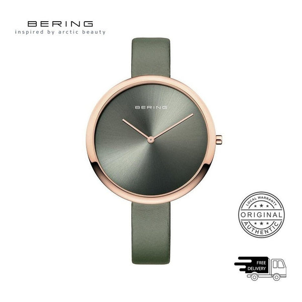 Reloj Bering Ladies Watch Green Dial Leather 12240¬667