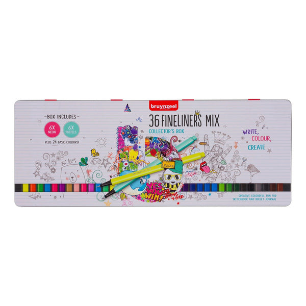 Bruynzeel Fineliner Mix 36 Colores - Caja Metal