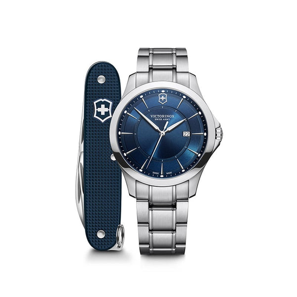 Juego Reloj Victorinox Alliance Blue SS 40 mm + Navaja 241910.1